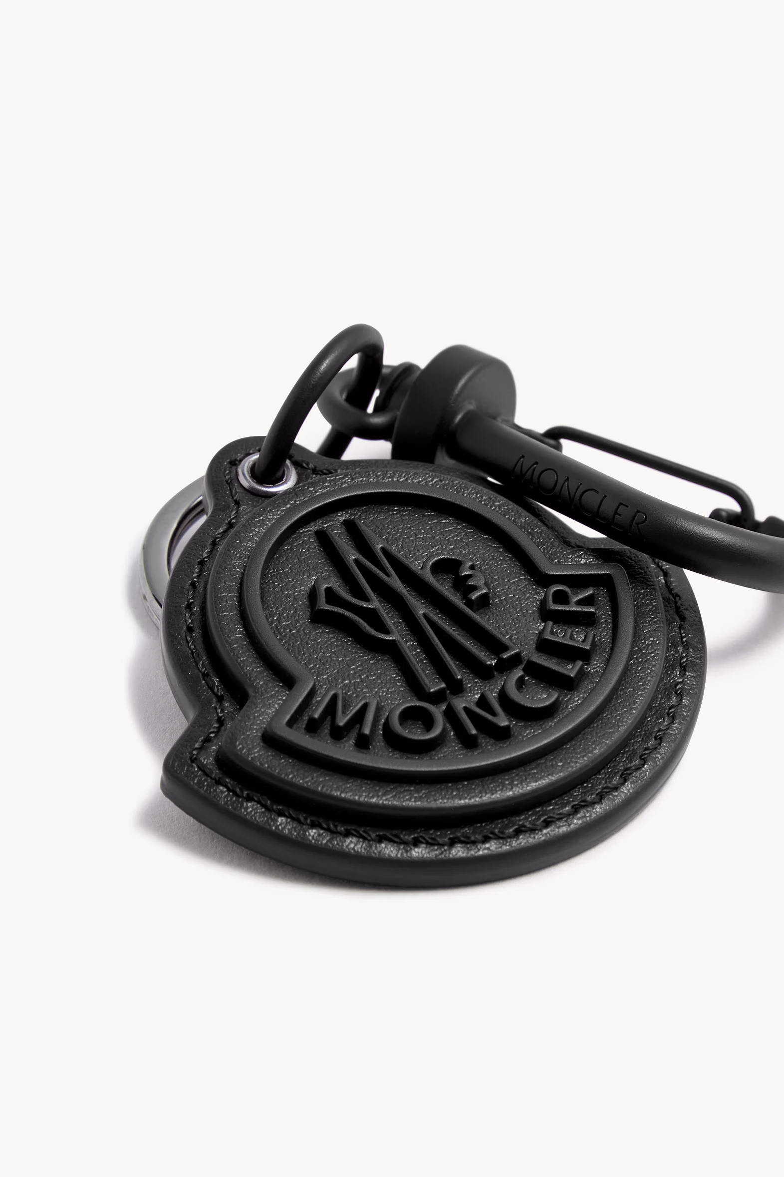 Logo Leather Key Ring Black Moncler 3